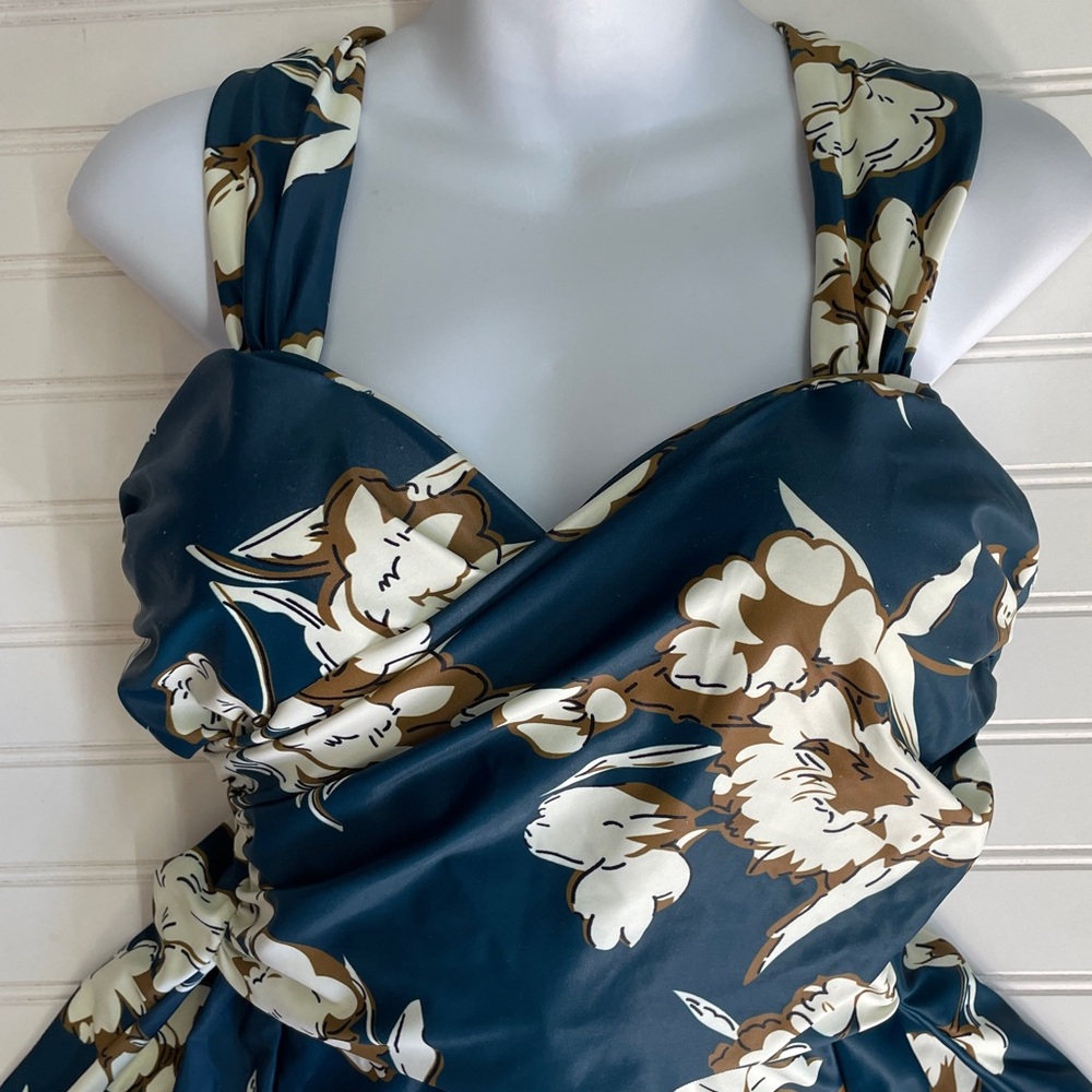 Cocopear Teal Floral Printed Body Shaping Swimdress - Picture 4 of 12